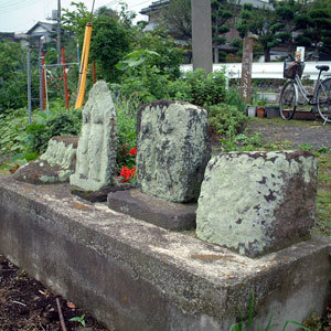 苔生した双体道祖神 画像